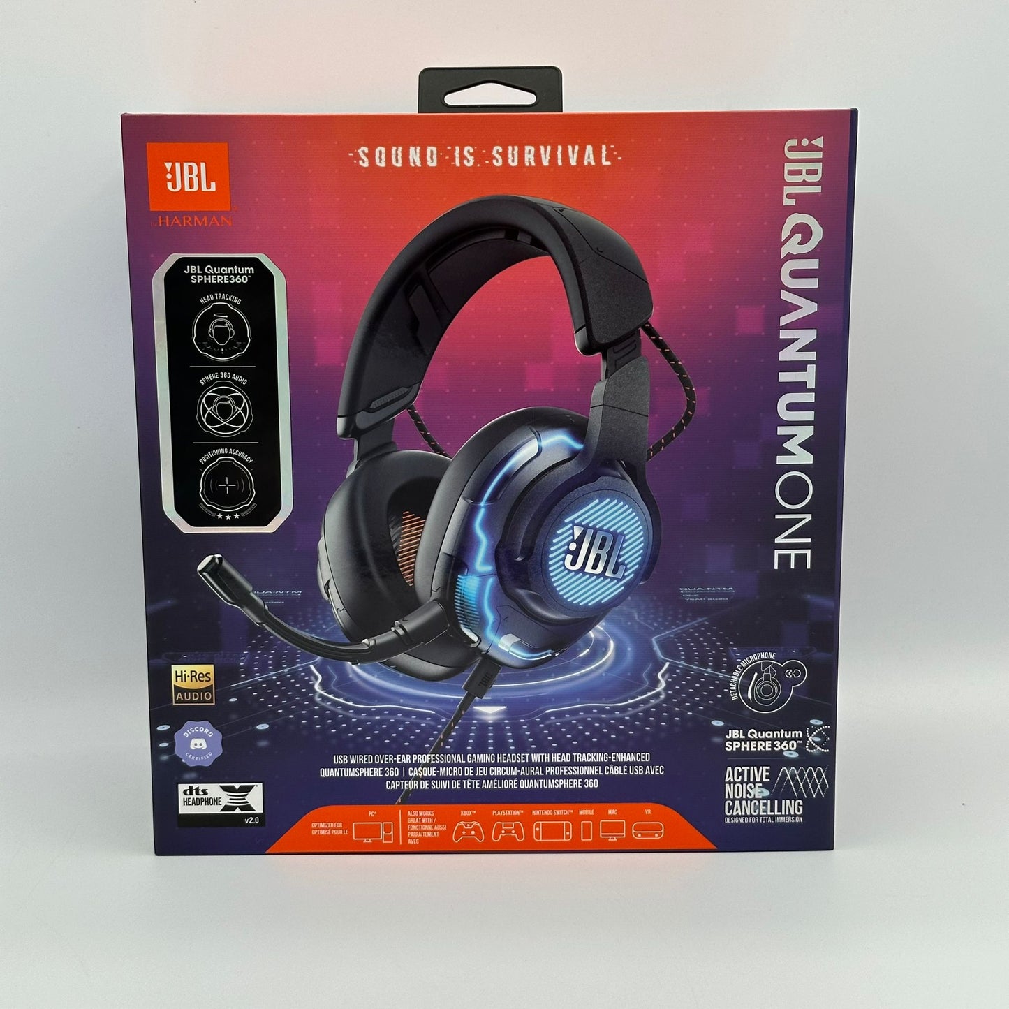 JBL Quantum One Wired Over-Ear Gaming Headset with Active Noise Cancelling Black