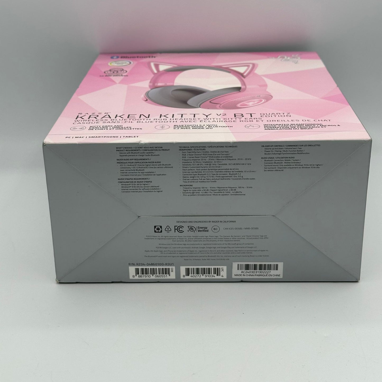 Razer Kraken Kitty V2 BT Quarts Edition Wireless Bluetooth Headphones New