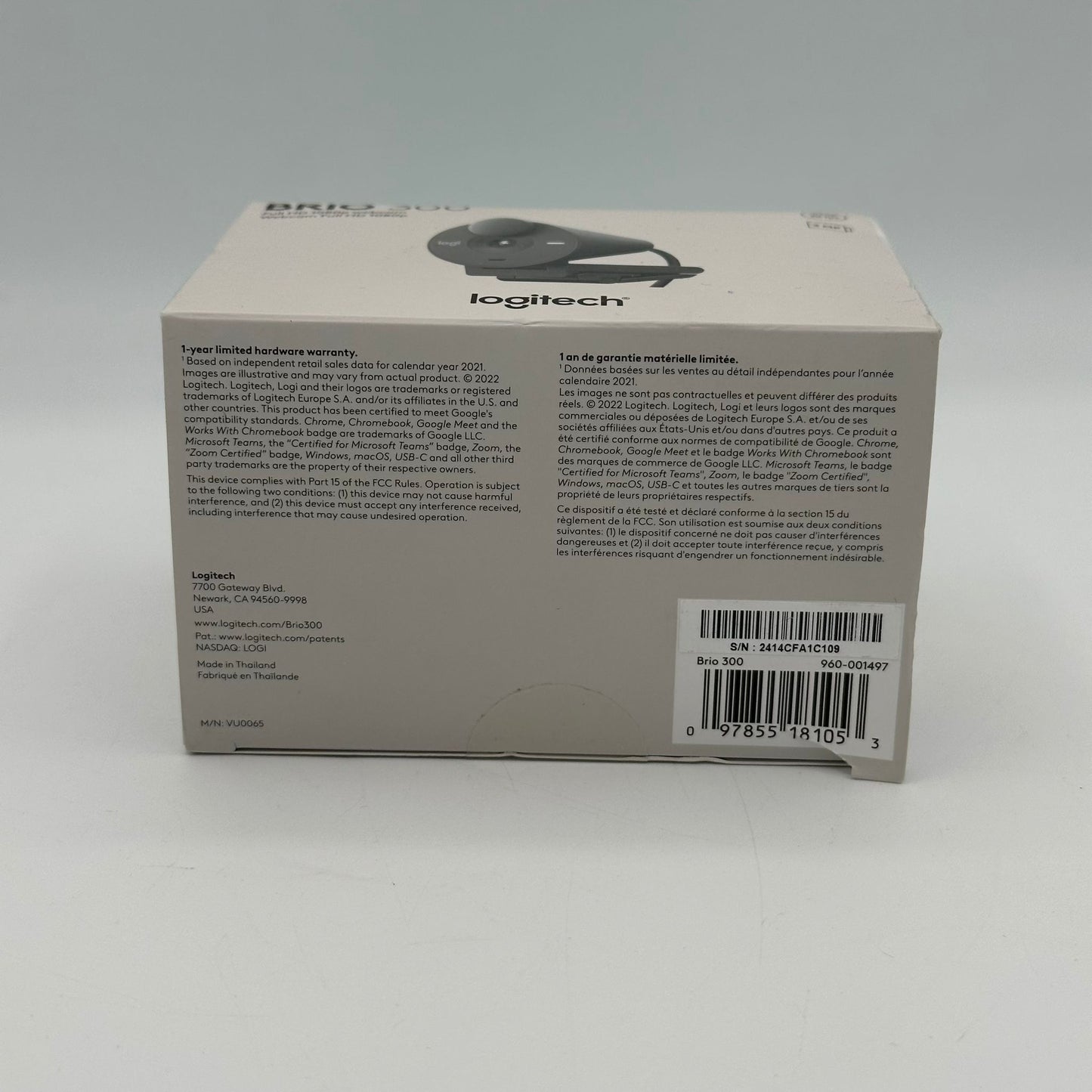 Logitech Brio 300 Full HD 1080p Webcam Black New