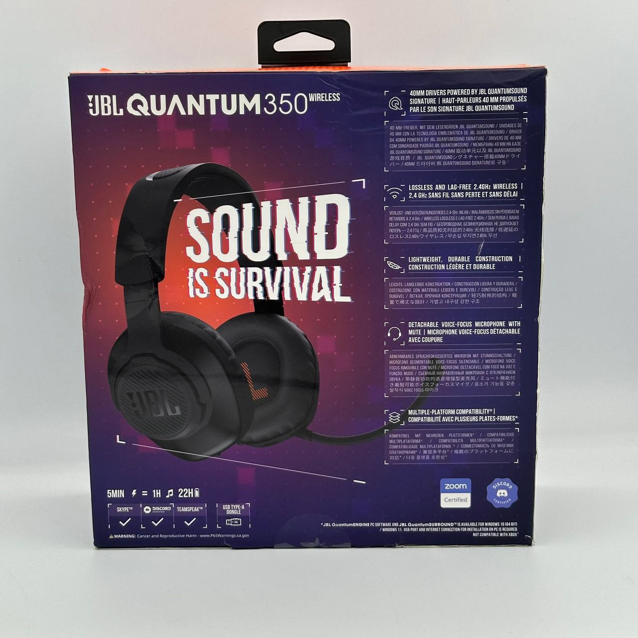 JBL Quantum 350 Wireless Gaming Headset Black New