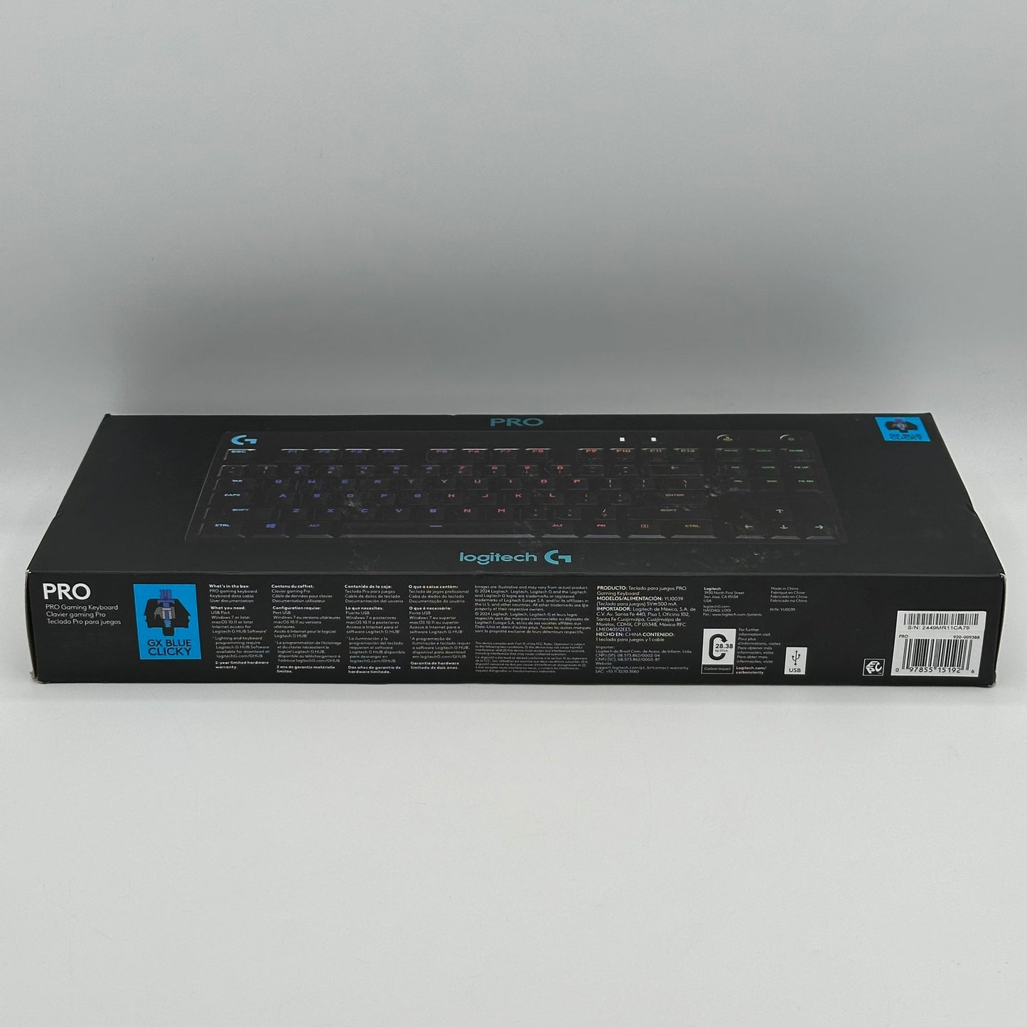 Logitech G Pro GX Blue Clicky Switch Wired Gaming Keyboard New