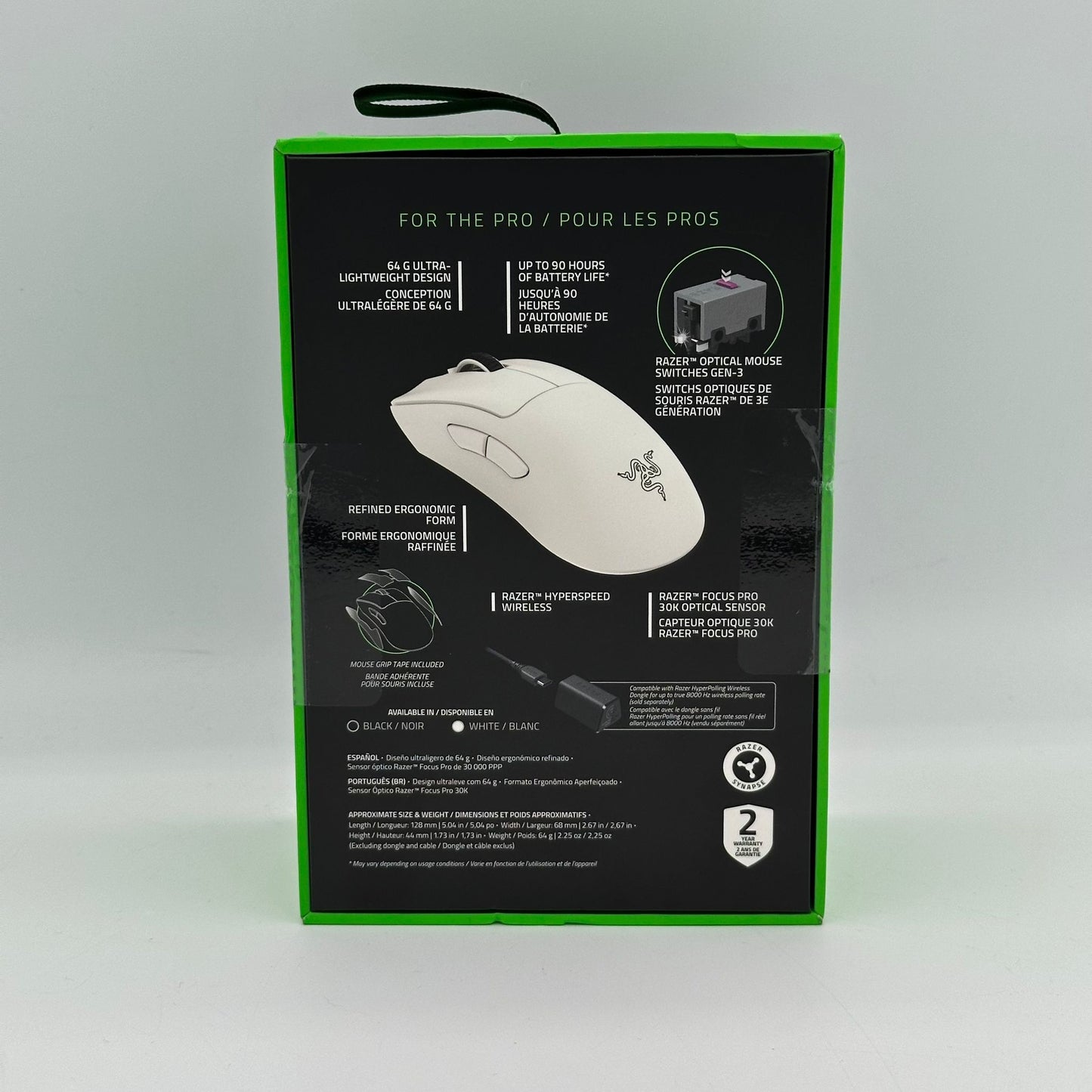 Razer DeathAdder V3 Pro Wireless Ergonomic Esports Mouse White Edition New